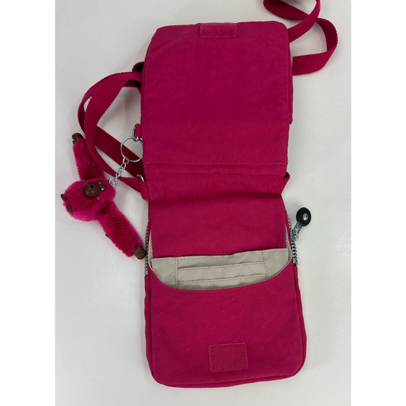 Kipling El Dorado Crossbody Travel Bag Organizer Very Berry Magenta W/ Monkey - Picture 9 of 14